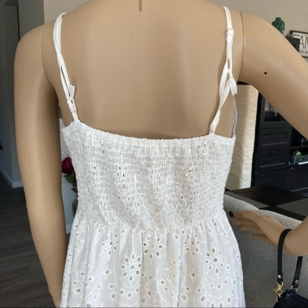✨White embroidery lace ruffle hem long maxi dress 👗 M - Picture 8 of 12